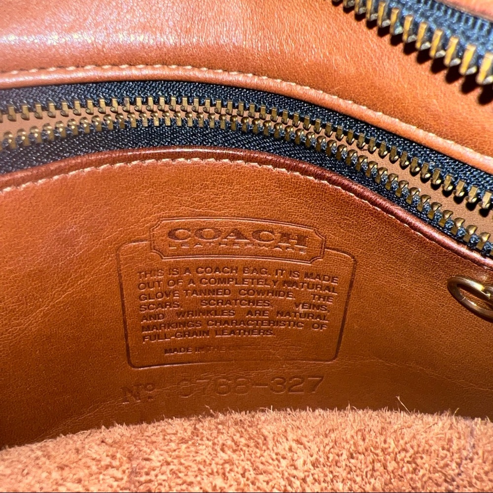 Vintage Coach 327 Crossbody Brown Leather Adjustable Strap Brass Hardware Rare - Picture 7 of 10